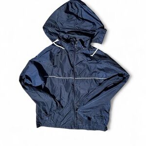 Navy blue hooded windbreaker men’s large tall